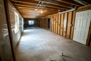 Basement being waterproofed